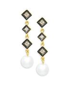Freida Rothman Geometric Crystal & Faux-pearl Drop Earrings