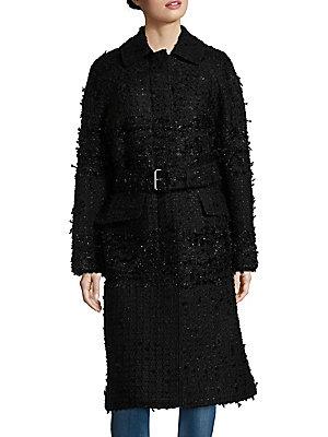 Celine Belted Tweed Duster Coat