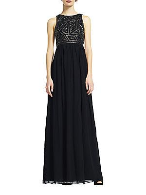 Adrianna Papell Beaded Bodice Evening Gown