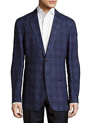 Faconnable Plaid Linen Jacket