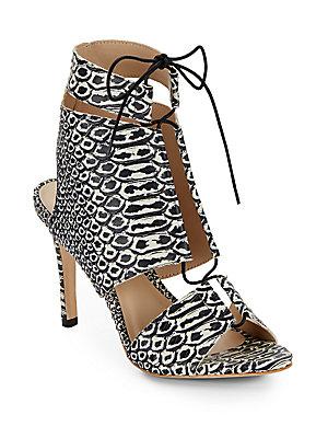 Loeffler Randall Anaconda Leather Lace-up Sandals