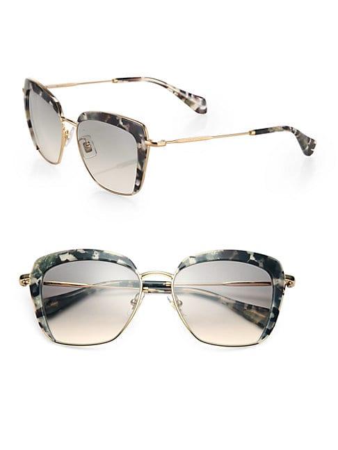 Miu Miu Mock Half-rim 53mm Square Sunglasses
