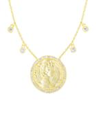 Chloe & Madison 14k Goldplated Sterling Silver & Crystal Coin Pendant Necklace