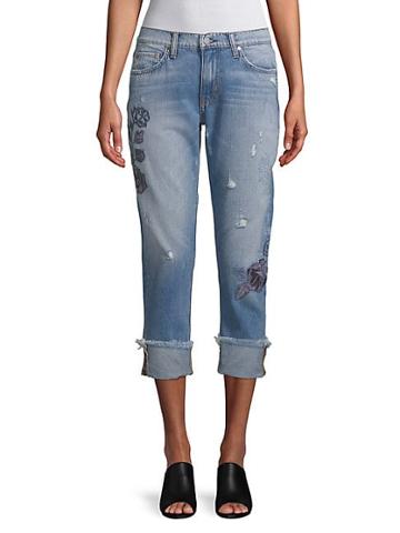 Ei8ht Dreams Embroidered Folded-cuff Jeans