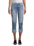 Ei8ht Dreams Embroidered Folded-cuff Jeans