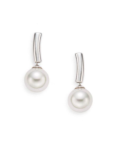 Majorica Ophol 8mm White Round Pearl & Sterling Silver Drop Earrings