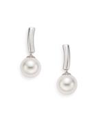 Majorica Ophol 8mm White Round Pearl & Sterling Silver Drop Earrings