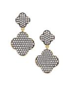 Freida Rothman Sterling Silver And 14k Gold Vermeil Double Pave Clover Earrings
