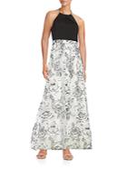 Adrianna Papell Floral Halter A-line Gown