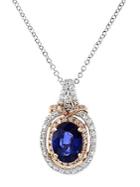 Effy 14k White And Rose Gold Sapphire And Diamond Pendant Necklace
