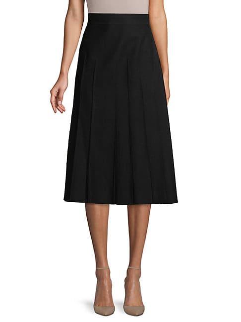 Valentino Pleated Wool A-line Skirt