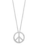 Roberto Coin Diamond And 18k White Gold Peace Pendant Necklace