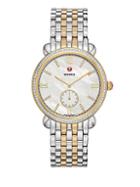 Michele Gracile Diamond & Mother-of-pearl Two-tone Stainless Steel Bracelet Watch