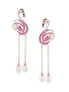 Eye Candy La Luxe Crystal & Faux Pearl Pink Flamingo Drop Earrings