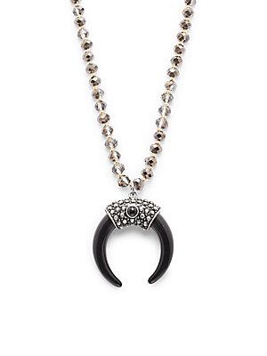 Gemma Simone Beaded Rosary & Ox Pendant Necklace