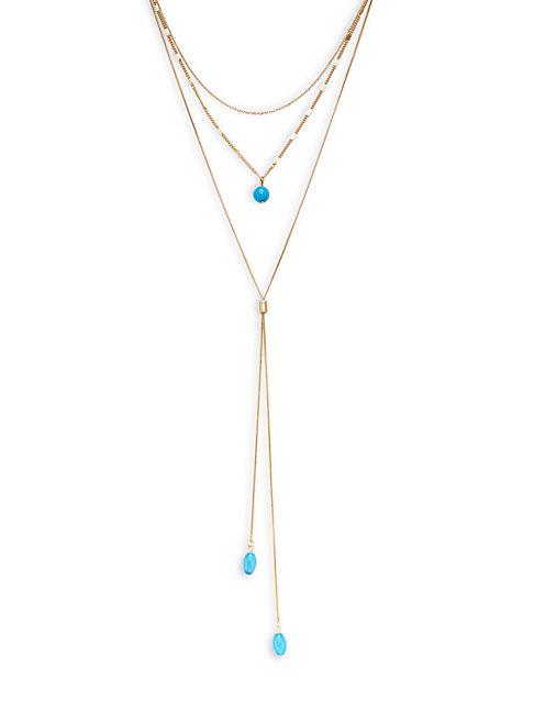 Ava & Aiden Goldtone & Lotus Jasper Multi-row Y-necklace
