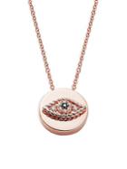 Effy 14k Rose Gold White & Black Diamond Evil Eye Pendant Necklace