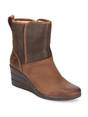 Ugg Australia Renatta Uggpure Suede & Leather Wedge Boots
