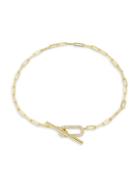 Chloe & Madison 14k Yellow Gold Vermeil & Cubic Zirconia Paperclip Chain Bracelet
