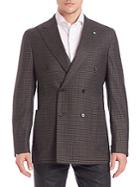 Eidos Double-breasted Wool Check Blazer