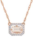 Sonatina 14k Pink Gold Morganite & Diamond Halo Pendant Necklace