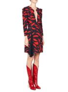 Givenchy Plunge Tiger-print Silk Dress