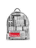 Versace Newspaper-print Leather Backpack