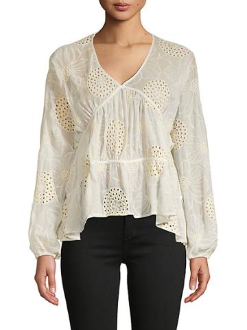 Central Park West Tiered Embroidered Top
