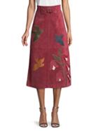 Redvalentino Belted Suede & Leather A-line Skirt