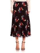 Tanya Taylor Pleated Floral Skirt