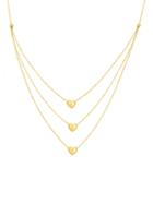 Saks Fifth Avenue 14k Yellow Gold Triple-strand Puffed Heart Bib Necklace
