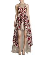 Marchesa Embroidered Hi-lo Gown