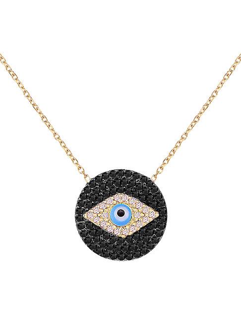 Gabi Rielle Love And Protection 14k Yellow Gold Vermeil & Cubic Zirconia Evil Eye Pendant Necklace