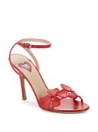 Valentino Heart Applique Leather Ankle Strap Sandals