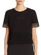 Elie Tahari North Lace Layered Cropped Top