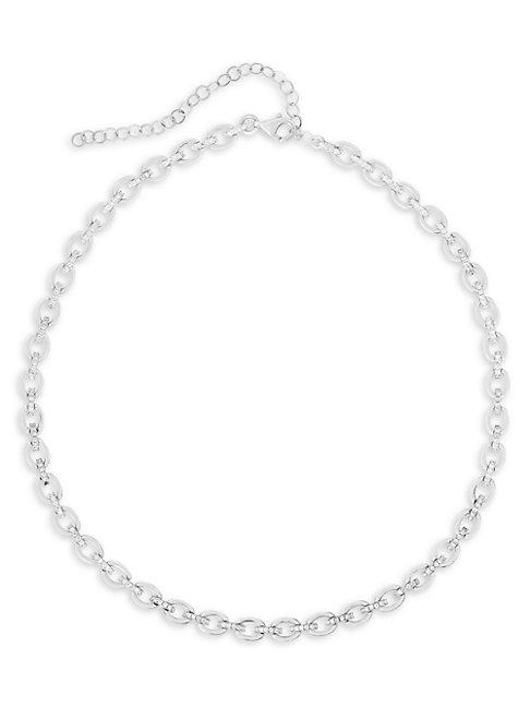 Chloe & Madison Rhodium-plated Sterling Silver & Crystal Link Necklace