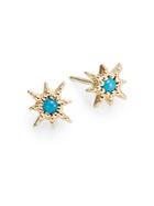 Anzie Turquoise & 14k Yellow Gold Stud Earrings