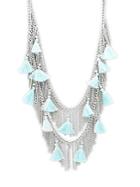 Saks Fifth Avenue Silvertone Bead And Tassel Necklace