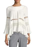 Cirana Bell-sleeve Floral Asymmetric Top