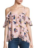 Peserico Abstract Floral Chiara Cold Shoulder Top