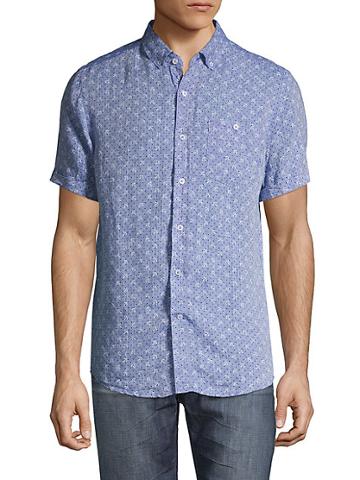 Heritage Report Collection Modern-fit Anchor-print Linen Shirt