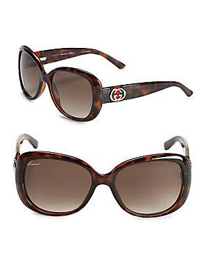 Gucci 56mm Tortoiseshell Butterfly Sunglasses