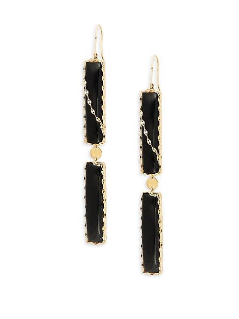 Lana Jewelry 14k Gold & Black Onyx Duo Bar Drop Earrings