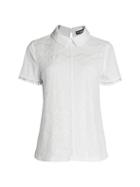 Karl Lagerfeld Paris Collared Lace-panel Top