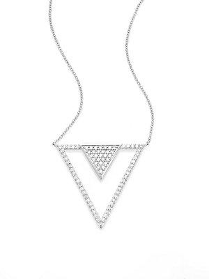 Effy Diamond & 14k White Triangle Pendant Necklace