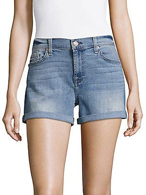 7 For All Mankind Mid-waist Rolled-cuff Shorts
