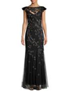 Parker Dollie Sequined Overlay Gown