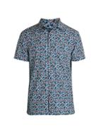 Perry Ellis Slim-fit Short-sleeve Multicolor Floral Shirt