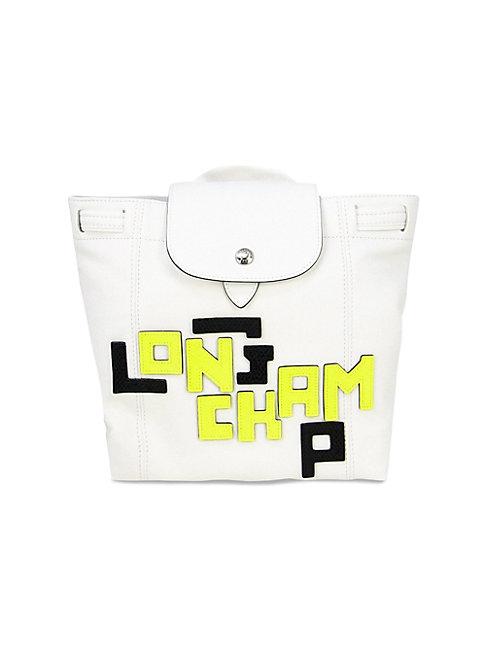 Longchamp Logo Patch Leather Backpack