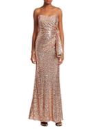 Badgley Mischka Sequin Bow Back Strapless Gown